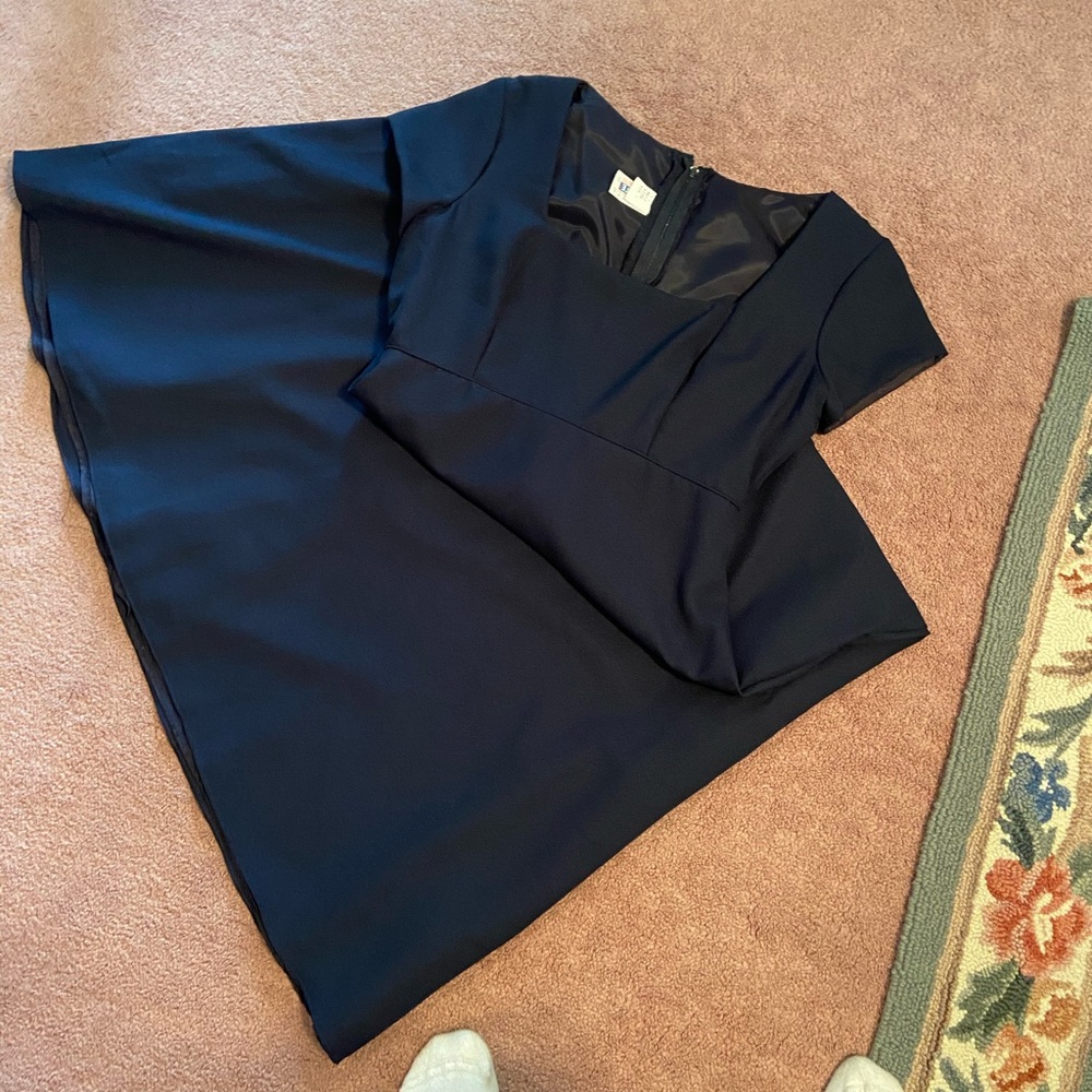 Dark navy A-line bridesmaid dress.